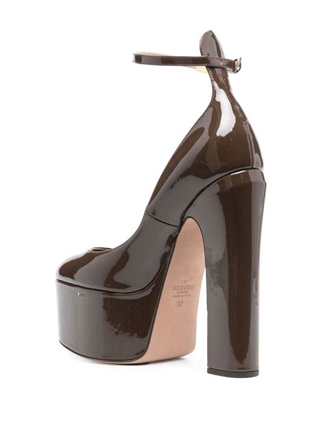 Valentino Garavani Tan Go 155mm Patent Leather Platform Pumps Brown