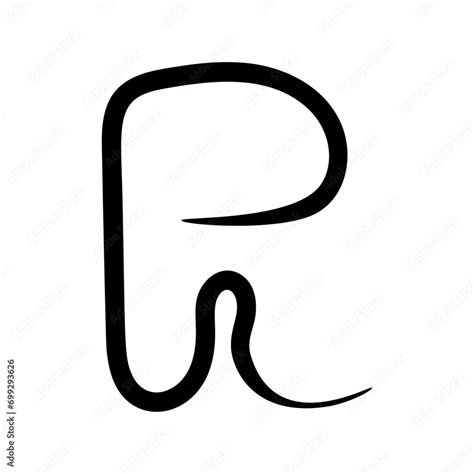 Vector Letter R Hand Drawn With One Line Logo Symbol Of The R Sign Stock Vector Adobe Stock