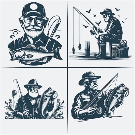 Premium Vector Fishing Vector Bundle File Black And White Fishing