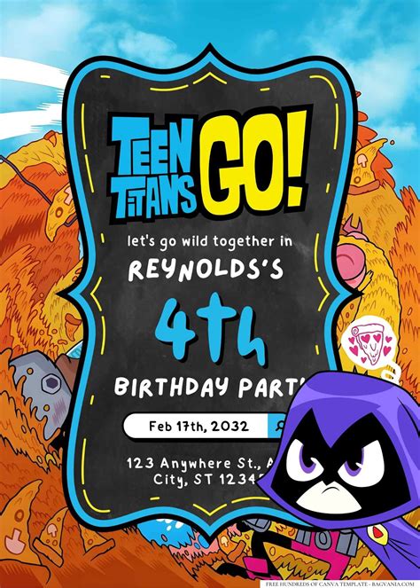 Teen Titans Go Birthday Invitation Templates