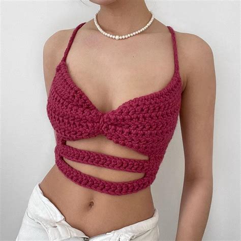 Handmade Raspberry Crochet Top Etsy Canada In Crochet Top