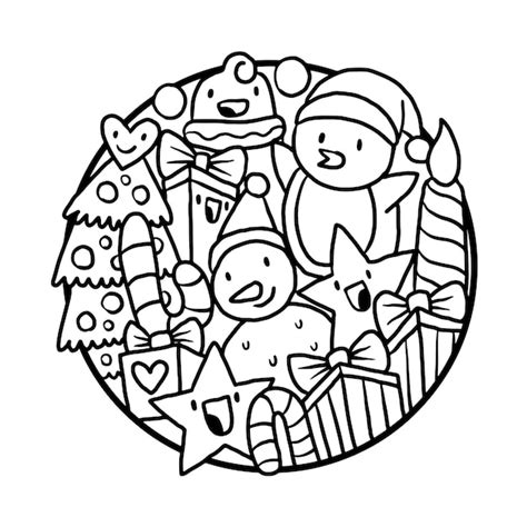 Premium Vector Christmas Snowman Doodle Coloring Page