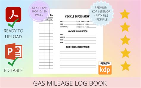 Gas Mileage Log Book KDP INTERIOR Graphic By ProDesigner21 Creative