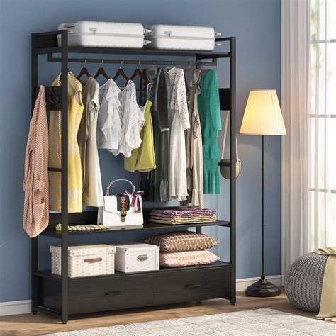 Buy Tribesigns Freestanding Clothes Rack Shelves Closet Organizer With