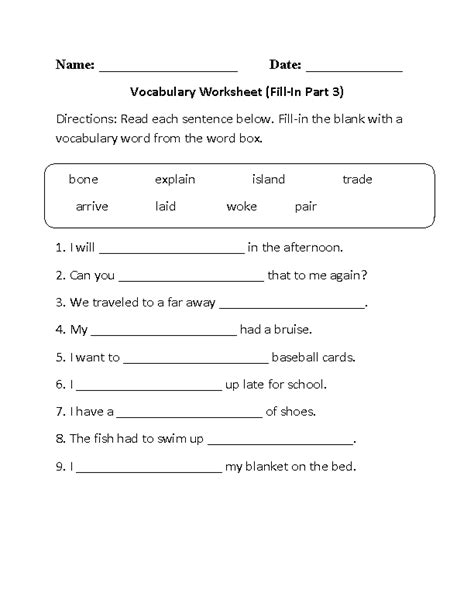 3rd Grade Vocabulary Words With Definitions