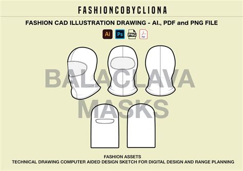 Balaclava Headgear Helmet Ski Face Mask Cad Fashion Design Template