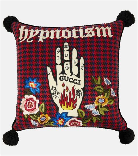 Gucci Embroidered Houndstooth Wool Blend Cushion Gucci