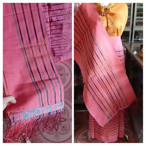 Jual SONGKET SIMARSUKSANG TENUN TANGAN TARUTUNG WARNA PEACH Shopee