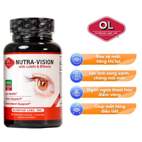 Olympian Labs Viên Uống Bổ Mắt Nutra Vision Lutein Bilberry 30 viên