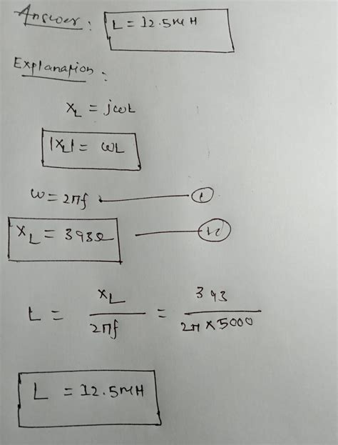 Solved Determine The Inductance In Mh Of A Coil That Has A Reactance