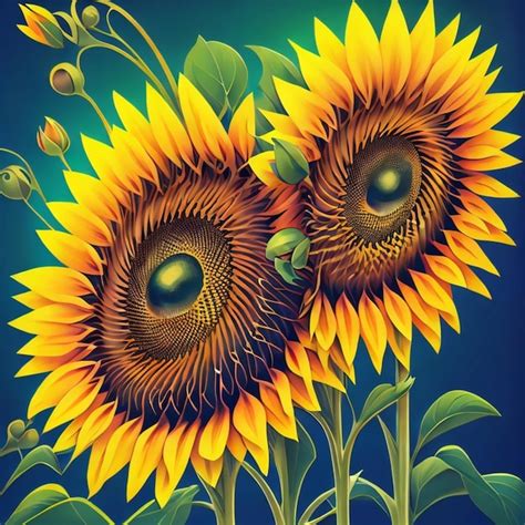 Premium AI Image | A painting of a sunflower with a bee on it