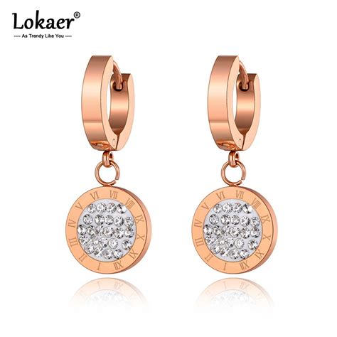 Lokaer Titanium Stainless Steel Bohemia CZ Crystal Roman Numeral