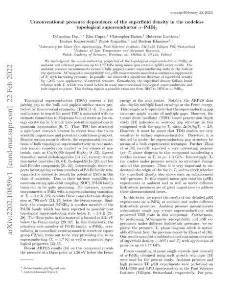 Pdf Unconventional Pressure Dependence Of The Superfluid Density In