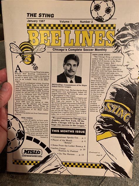 Jan 1987 Vol1 2 Misl Chicago Sting Soccer Monthly 15pg Magazine Ebay