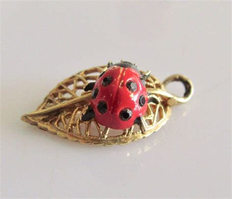 Nuvo 9ct Gold Ladybird Bug On A Leaf Articulated Enamel Charm Etsy UK