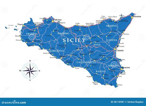 Large Detailed Map Of Sicily With Cities And Towns Within Printable Map