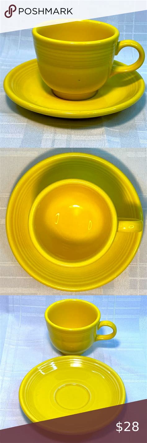 Vintage Fiesta Ware Yellow Cup Saucer Homer Laughlin Fiestaware