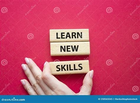 Learn New Skills Symbol Concept Words Learn New Skills On Wooden Blocks Beautiful Red