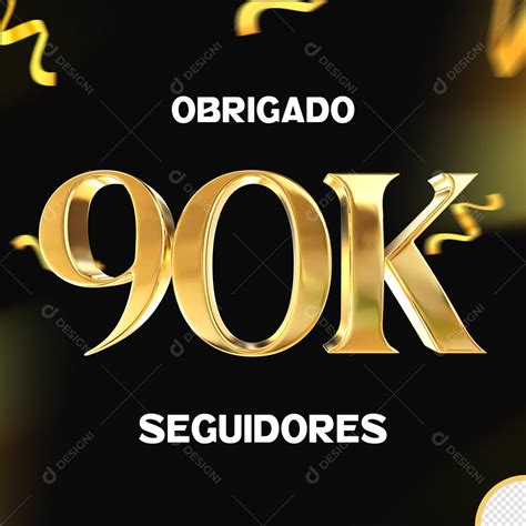 Seguidores do Instagram Comemoração 90K Dourado Elemento 3D Para