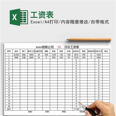 员工工资表excel表格excel表格 【工图网】