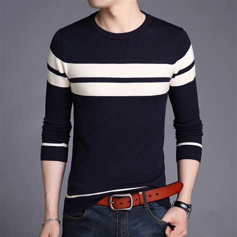 M 4xl Sweater Men 2018 New Arrival Casual Pullover Men Autumn O Neck Striped Quality Knitted