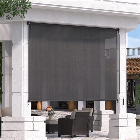 Vicllax 8'Wx8'H Outdoor Roller Shades Blinds for Patio Porch Crank