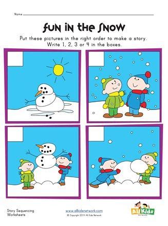 Sequencing Worksheet - Snowman | Sequencing worksheets, Sequencing pictures, Sequencing ...