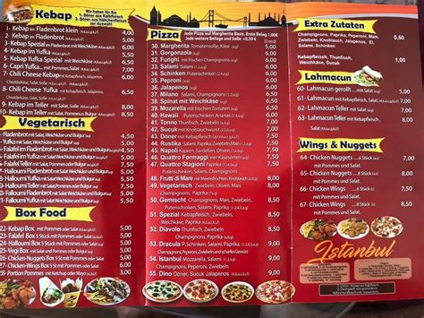 Speisekarte Von Istanbul Kebap Pizza Pide Freiburg Im Breisgau Am