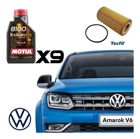 Amarok 3 0 V6 Kit Troca Óleo Motul 8100 5w30 X clean Pel684