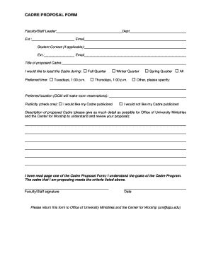 Fillable Online Spu Cadre Proposal Form Pdf Spu Fax Email Print