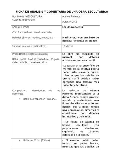 Ficha de Escultura 2023 2 2 FICHA DE ANÁLISIS Y COMENTARIO DE UNA