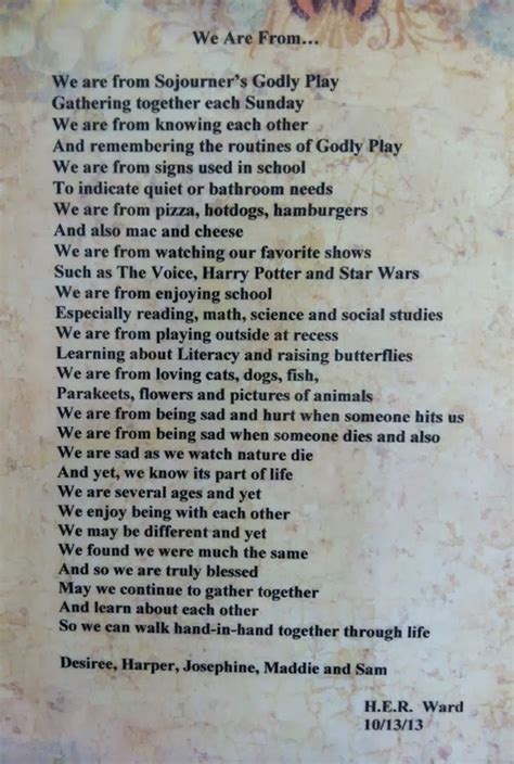 All About Josephine & Sam: Sunday School Poem