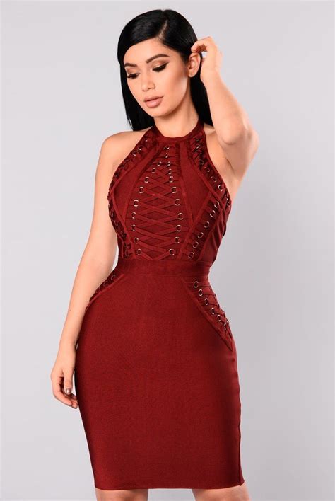 Peggy Bandage Dress Burgundy Fashion Bandage Dress Bodycon Dress