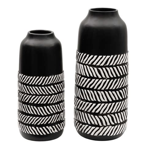 Teresa S Collections Modern Black Ceramic Vase Home D Cor Accents