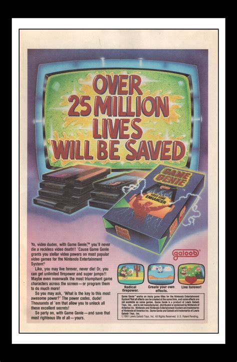 Vintage Print Ad 1990s Nintendo Nes Game Genie Video Etsy