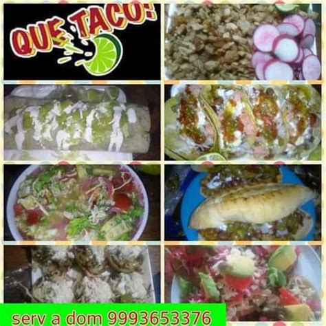 Menu at QUE TACO restaurant, Merida