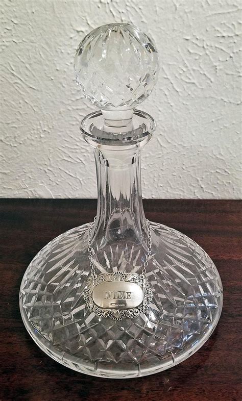 Vintage Irish Waterford Crystal Ships Decanter With Solid Silver Wine