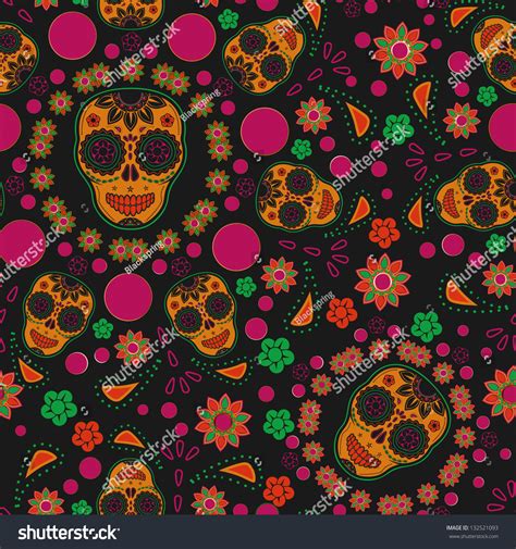 Sugar Skull Seamless Pattern Stock Vector Royalty Free 132521093