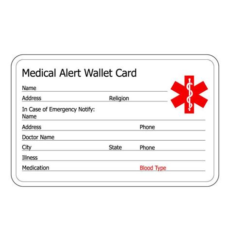 Medical Alert Wallet Card Template Medical Alert Wallet Pertaining