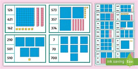 Dienes Hundreds, Tens and Units Place Value Peg Matching Game