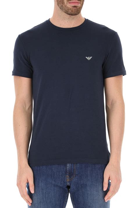 Emporio Armani Cotton T Shirt For Men In Blue Marine Blue For Men Lyst