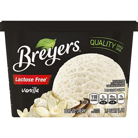 Breyers Ice Cream Light Lactose Free Vanilla 15 Qt Vanilla