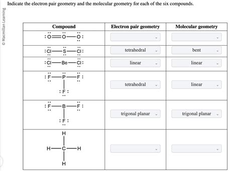 Solved Indicate the electron pair geometry and the molecular | Chegg.com