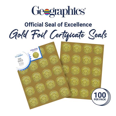 Geographics Gold Foil Award Certificate Seals Embossed Official Seal