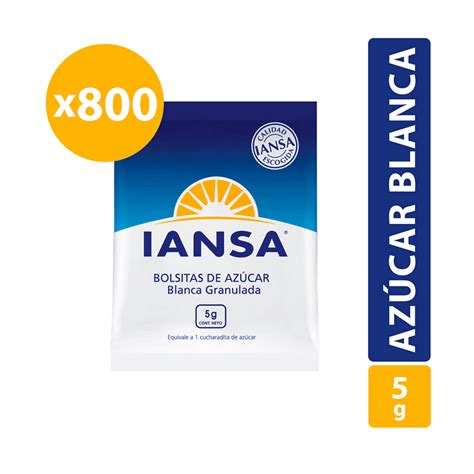 Azúcar Iansa Blanca Sachet 5 g 800 Unidades