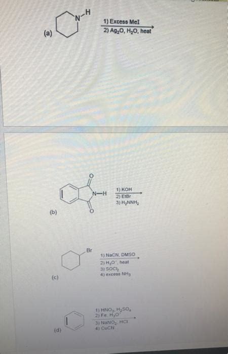 Solved A A N H B C 1 Excess Mel 2 Ag₂o H₂o Heat 1