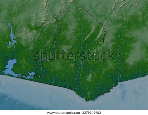 Western Region Ghana Colored Elevation Map Stock Illustration ...