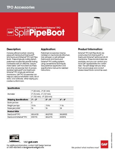 Everguard® Tpo Split Pipe Boots Gaf Commercial Roofing