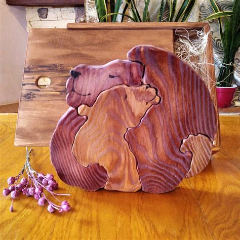 Handmade Puzzle Lion Wooden Puzzles Lion Figurine Shelf Etsy