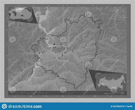 Samara Russia Grayscale Labelled Points Of Cities Stock Illustration